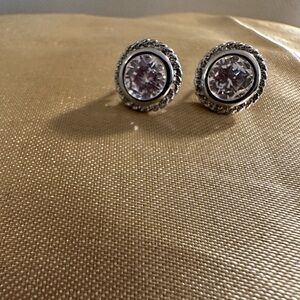 Elegant Silver and Crystal Stud Earrings